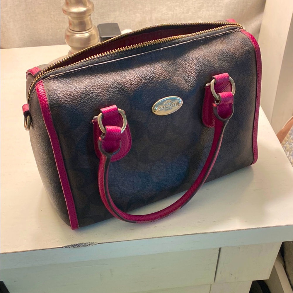 Coach Signature Brown and Pink Handbag